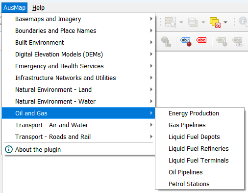 Ausmap menu